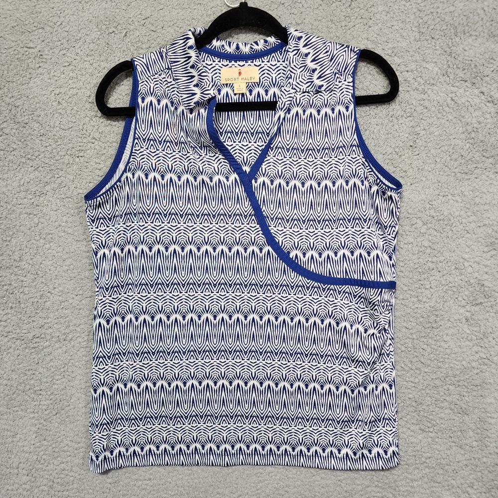 Sport Haley Golf Tennis Tank Polo Size Large Blue Sleeveless Polo Mock Collar‎
